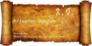 Kriegler Ibolya névjegykártya